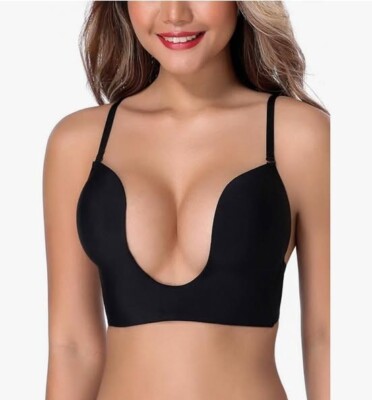 Low Cut Bra Push Up Deep Plunge Convertible V BRA Max Cleavage BoosterShaper 36B