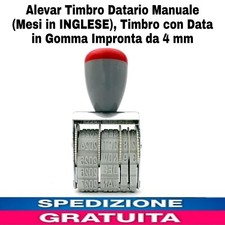 Timbro Datario Manuale (Mesi in INGLESE), Timbro con Data in Gomma  Da 4 mm