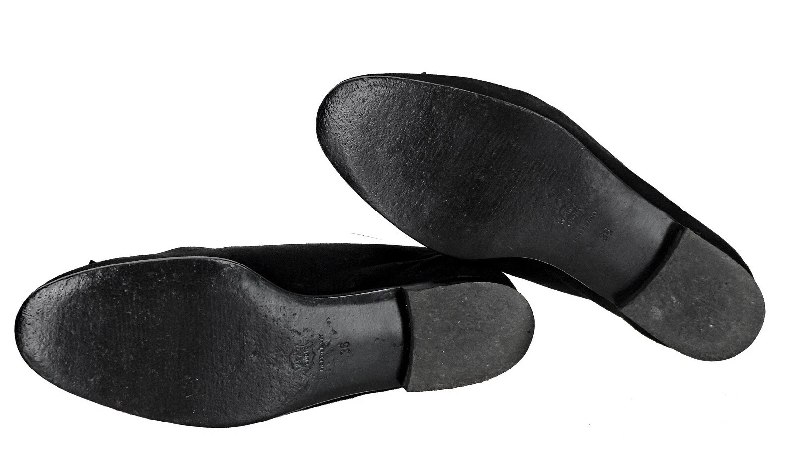 Scarpe basse vintage VERSACE nero oro pelle scamosciata EU 36 US 6 Italia 5383