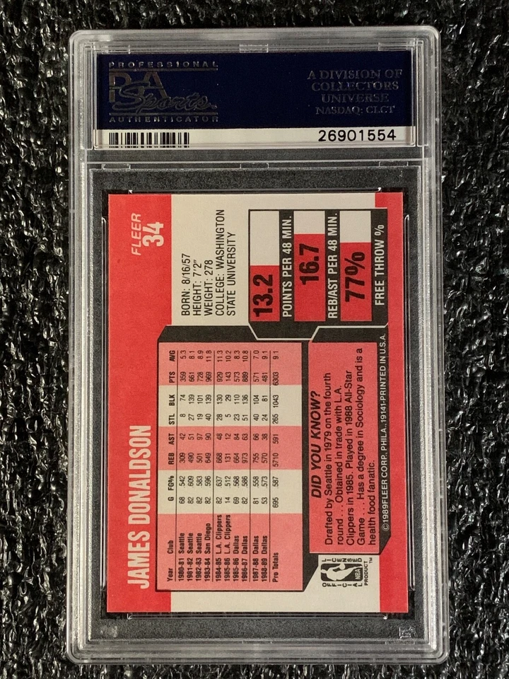 1989 Fleer Basketball #34 James Donaldson PSA 9 - Image 2 of 2