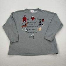 Vintage Dog Sweatshirt Size Medium Grey Fleece Why I Love My Dog Puppy Cute