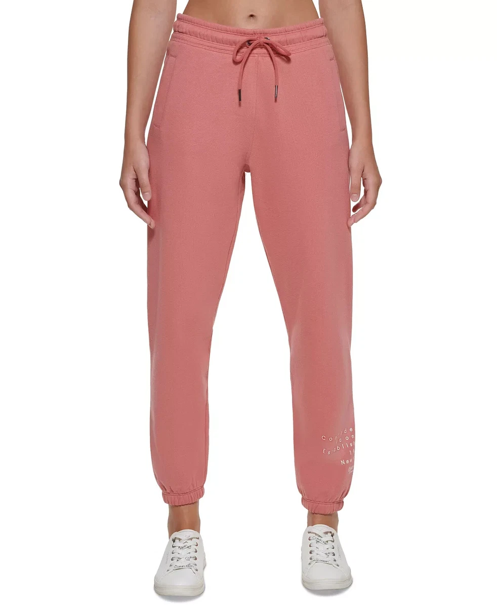 Calvin Klein L102907 Womens Coral Performance Logo Joggers Size L