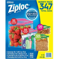 ZIPLOC Double Zipper Bag, Variety Pack, 347 Count Grip N Seal ..................