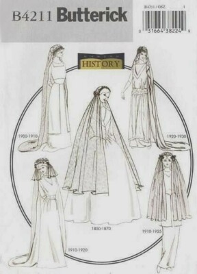 2004 Historical Wedding Bridal Veil Sewing Pattern Butterick 4211 OOP