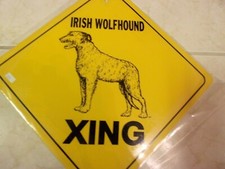 IRISH WOLFHOUND XING Aluminum Novelty Amber Sign 17" X 17" DIAGONAL SIGN cross