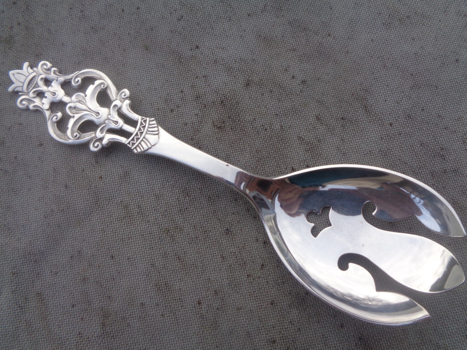 LARGE Norwegian Silver Serving Fork Spoon Magnus Aase of Bergen Norway