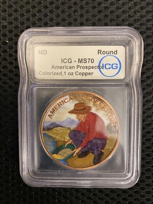 Colorized Copper Round American Prospector ICG MS70 | eBay