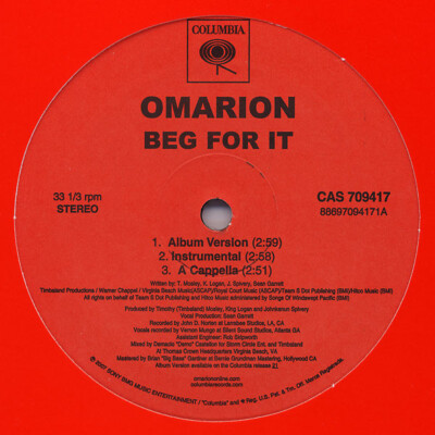 Omarion - Beg For It / Midnight / VG+ / 12'''', Promo