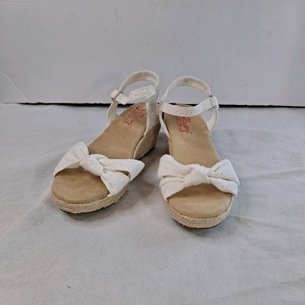 Jellypop Excited Eyelet Lace Wedge Sandals Girls White Espadrille