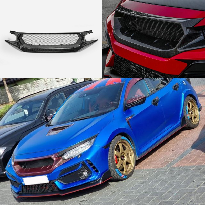 For HONDA Civic Typ-R FK8 JS Style Carbon Front Bumper Grill Meshe For HONDA Civic Typ-R FK8 JS Style Carbon Front Bumper Grill Meshe