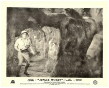 Jungle Woman Original Lobby Card Buster Crabbe holding gun Giant Ape Attack 1944