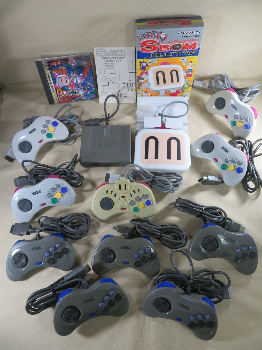sbom Sega Saturn Japan multitap 10 white gray controller SS Bomberman joy card sbom Sega Saturn Japan multitap 10 white gray controller SS Bomberman joy card