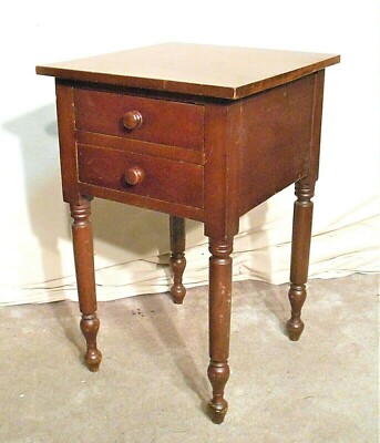 ANTIQUE 19th CENTURY SHERATON CHERRY TWO DRAWER STAND