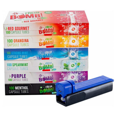 6 Boxen Fresh Bomb Mix Click Hülsen mit Aromakapsel inkl. Zigarettenstopfer