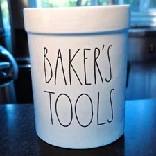 Rae Dunn Baker's Tools Crock Caddy Utensil Canister Artisan Magenta 8" H x 6" D