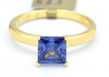 LAB CREATED 1.06 Cts AAA TANZANITE RING SOLID 14K YELLOW GOLD PLATED (.925) -NWT