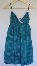 Rare used dress green and white polka dots by Guess sizeM spaghetti straps short