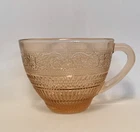 Trellis Fleur de Lis Pink Depression Glass Tea Cup EUC