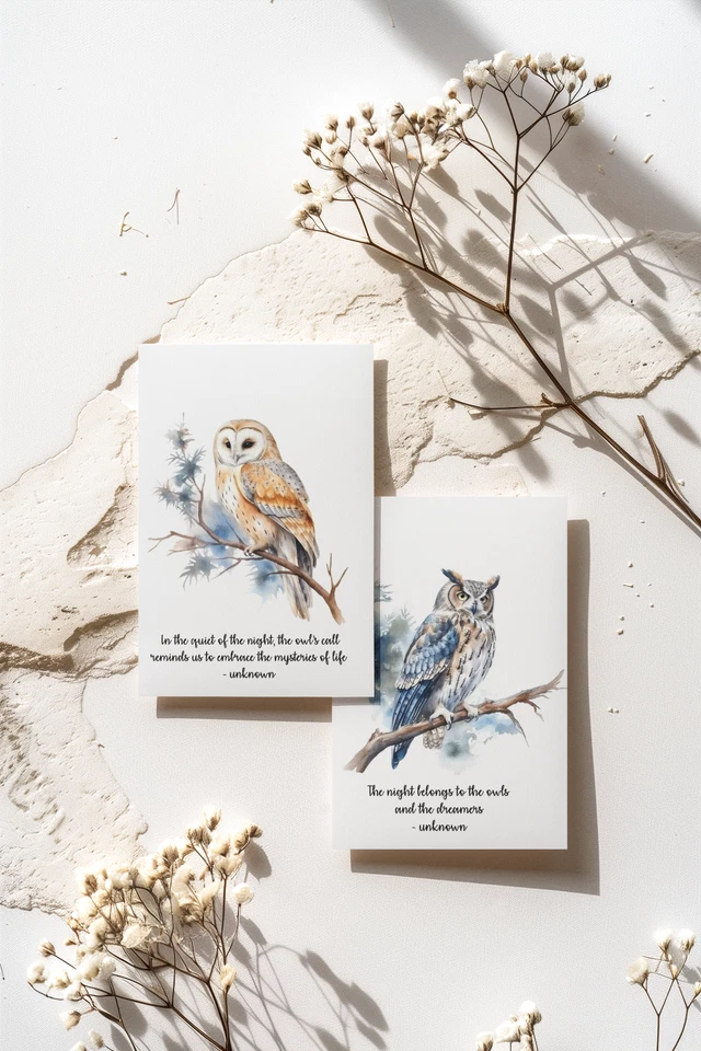 10 tarjetas en blanco hechas a mano Owl 4x6 con sobres tarjetas hechas a mano Foto 3 de 4