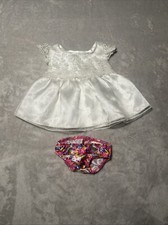 Build-A-Bear Clothes White Embroider Lace Satin Tulle Dress Friends 4 Ever Undie