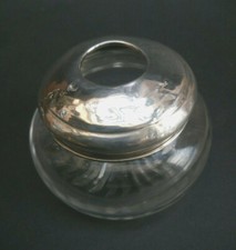 Antique Hair Tidy Glass Hand Cut Silver Top Stamped Arthur Johnson Pepper 1919
