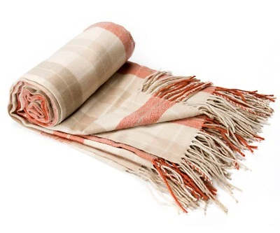 CHLOE'S COLLECTION Chloe's Geometric Check Pattern Tassel Throw Blanket - 50" x 60"