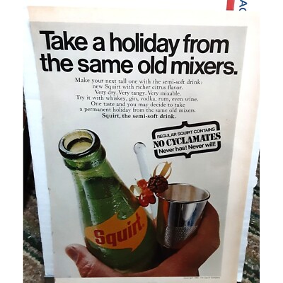 Squirt Soft Drink 1969 Original Print Ad 60s soda vintage