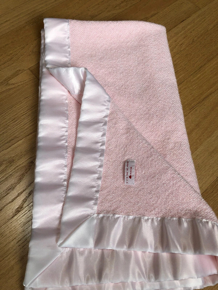 Whimsy Pink W White Satin Nylon Trim Large Waffle Weave Baby