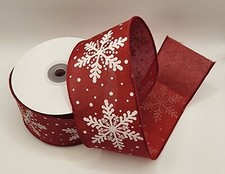 Christmas Holiday Wired Burlap Ribbon - Red White - 2-1/2-Inch, 10 Yards.