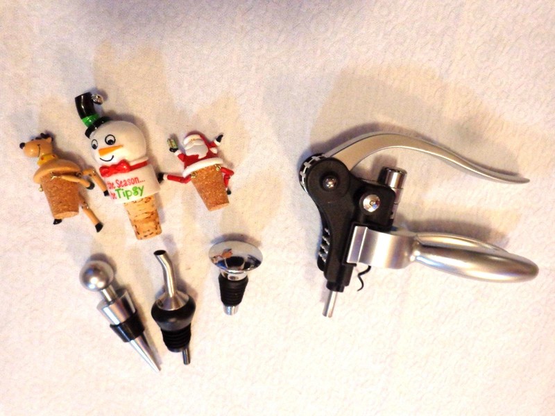 Stainless Cork Screw Bottle Opener + Wine Bottle Stoppers