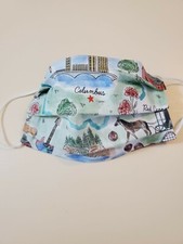 Adult Face Mask, Ohio, State of Ohio, Watercolor Mural Print Fabric, Landmarks