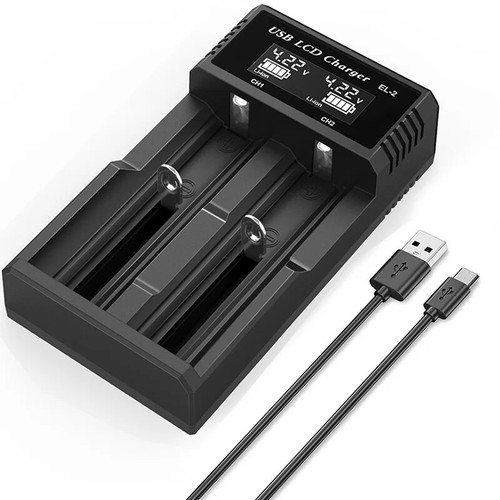 USB LCD Battery Smart Charger 1 / 2 Slots Dual for 3.7V Rechargeable Lithium Bat - Picture 15 of 26