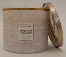BATH BODY WORKS WHITE BARN MAHOGANY TEAKWOOD 3 WICK SCENTED CANDLE 14.5 oz NEW