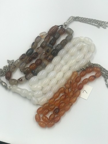 3 Genuine SOLEYMANI /ORANGE/MILKY WHITE Yemani Tasbih/ROSARY BEADS مسبحة التسبيح - Picture 2 of 12