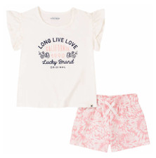 NEW Lucky Brand Kids Shirt  Pull On Shorts 2 Piece Set Size 5