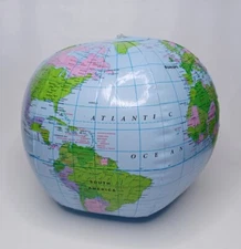 12" Inflatable Globe Beach Ball Pool Toy World Map