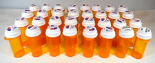 Amber Empty 32 Medicine Pill Bottles 3.75 Tall w/White Lid, Clean Craft Storage