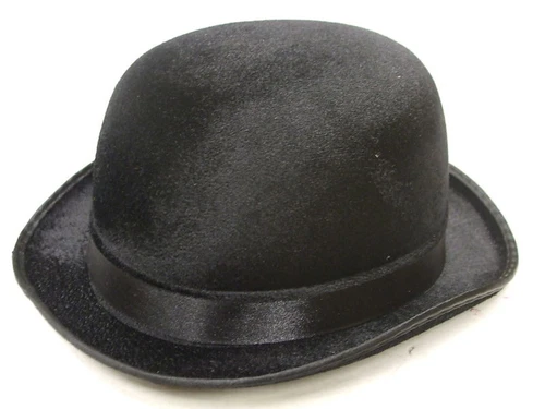 Mens Fancy Dress Bowler Hat English Gent Velour Bowler Gents with Satin Band