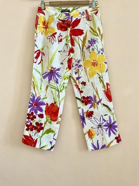 Women Dolce & Gabbana Trousers White Linen S