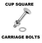 CUP SQUARE BOLTS M6 M8 M10 M12  CARRIAGE COACH SCREW C/W NUT + WASHER 20-260mm