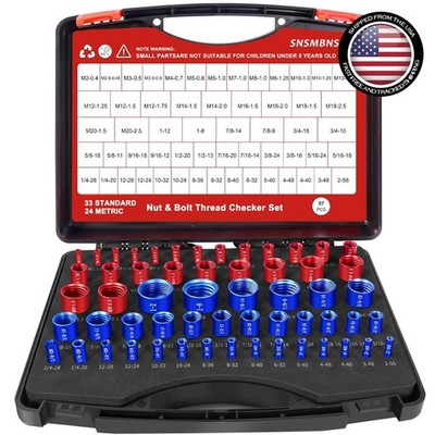 57Pcs Thread Checker Set - 33 Standard & 24 Metric Gauge for Easy Identification
