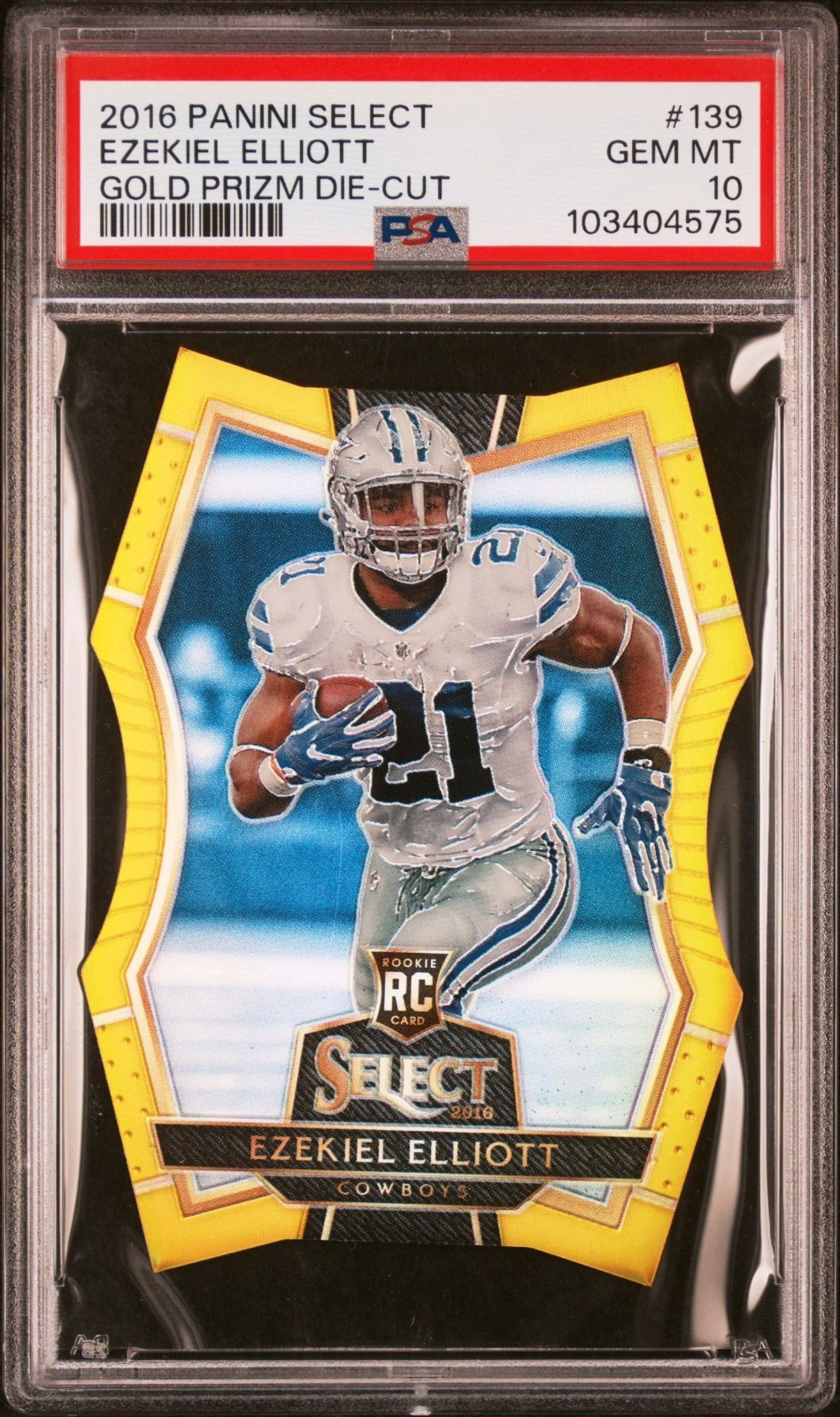 Ezekiel Elliott Panini Select #139 Gold Prizm Die-Cut