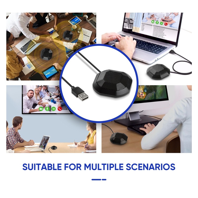 USB Condenser Conference Mic Touch Mute Gaming Streaming Recording Black