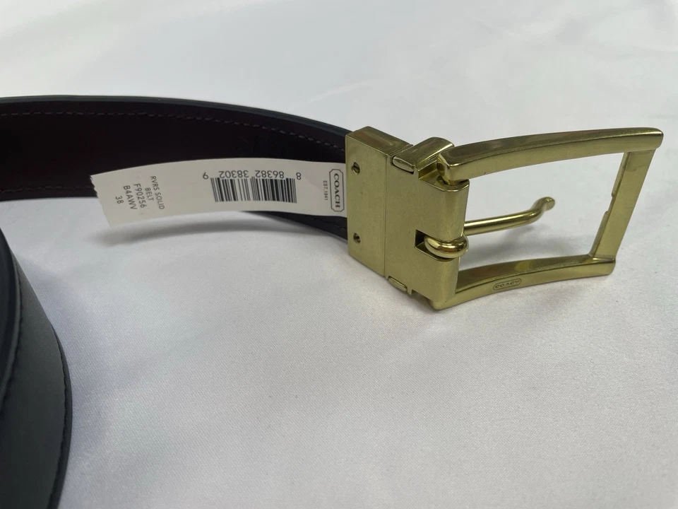 Coach Men's Reversible Solid Belt F90256 (Color: B4AWV ,Size: 38 in) Black/Brown - Image 3 of 4