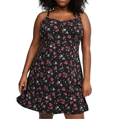 TORRID Skulls, Flowers, Hearts ''Pixxy Tattoo Icons'' Mini Slip Dress NWT  Size 2X
