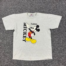 Vintage 90s Disney Mickey Mouse Florida Graphic T-Shirt Made in USA Grey XL