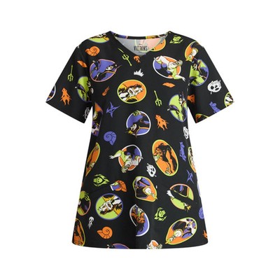 Disney Villains Women's Scrub Top with Short Sleeves, Sizes M-L-3XL