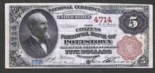 1882 $5 BROWN BACK NATIONAL ~ POTTSTOWN PENNSYLVANIA ~ CH 4714 ~ VERY NICE NOTE