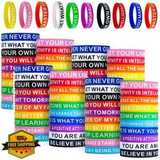 Motivational Quote Bracelets 100 Pcs Silicone Inspirational Wristbands Bulk