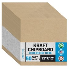 MagicWater Chipboard for DIY Projects - 12x12 Inch - 50 Pack - 30 pt - Heavy ...